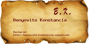 Benyovits Konstancia névjegykártya